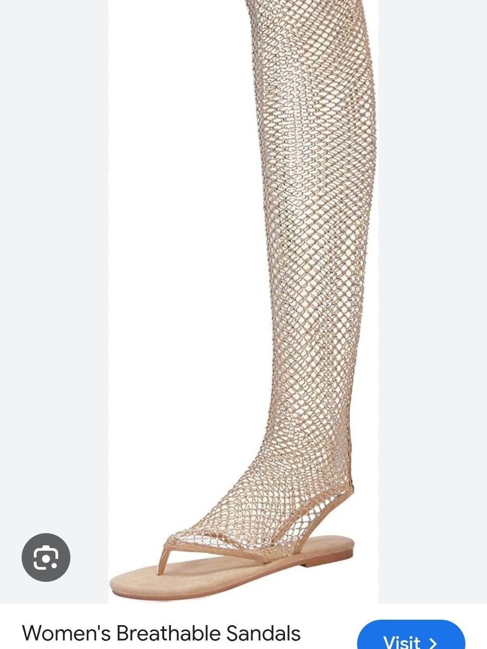 Women's Breathable Mesh Thigh-High Sandals - Nude
